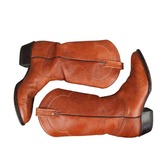 Vintage Tony Lama Leather Cowboy Boots Mens Sz 8.5 EE Brown Style 5084 USA Made - Picture 8 of 15